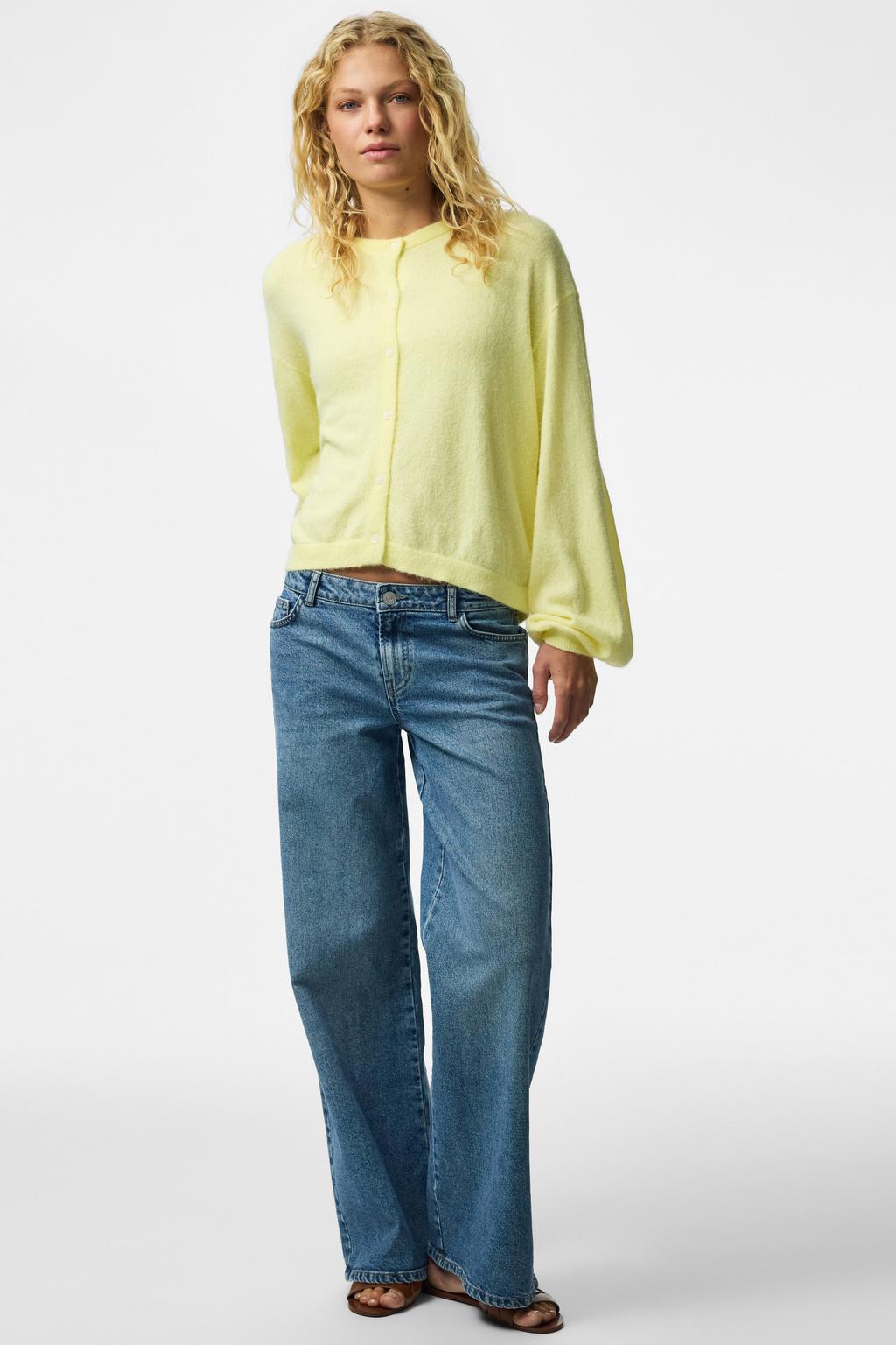 PIECES vest geel gebreid