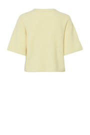 thumbnail: Lichtgele dames PIECES trui gebreid van polyester met effen, lange mouwen en ronde hals