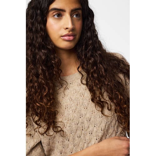 PIECES gebreide trui beige gehaakt afbeelding
