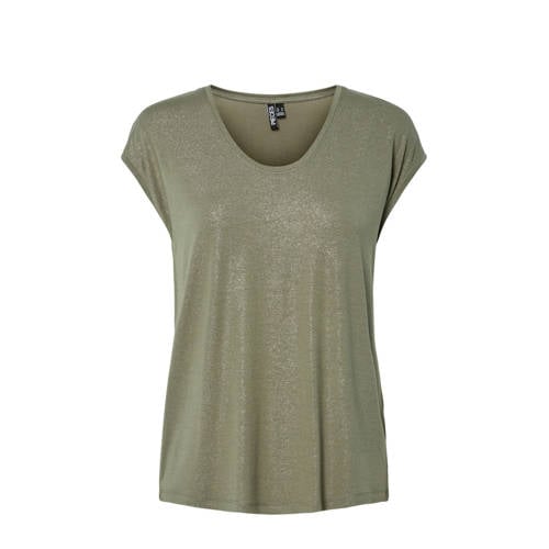 PIECES T-shirt groen met lurex afbeelding