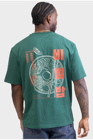 T-shirt met backprint donkergroen