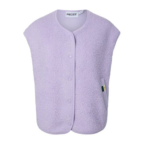 PIECES teddy gilet lila afbeelding