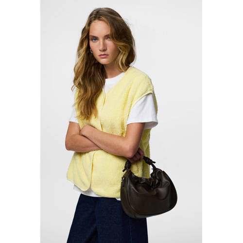 PIECES teddy gilet lichtgeel afbeelding