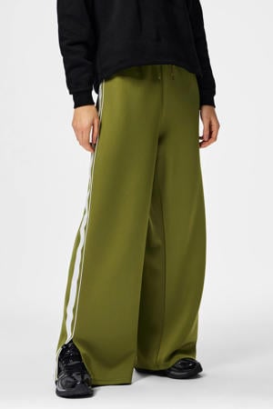 wide leg high waist casual broek groen