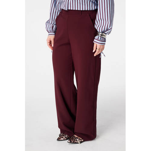 MS Mode wide leg regular waist broek donkerrood afbeelding