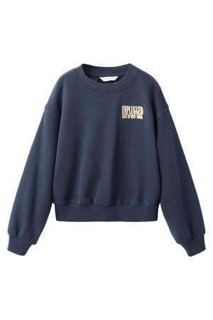 sweater met backprint donkerblauw