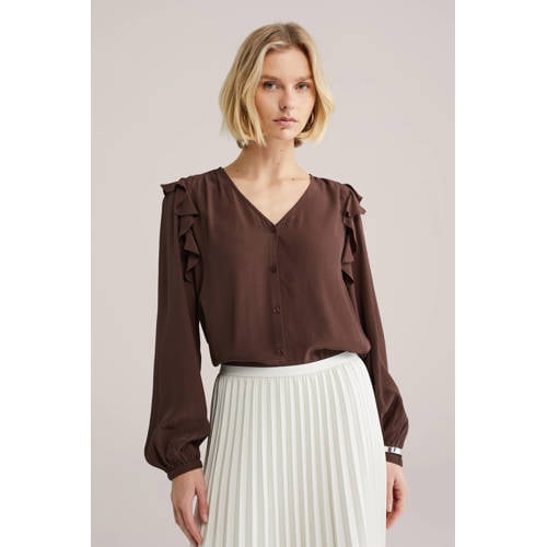 WE Fashion blouse donkerbruin afbeelding