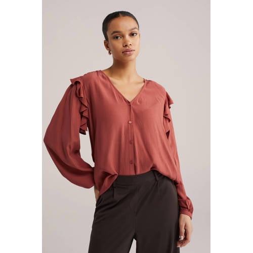 WE Fashion blouse roodbruin afbeelding