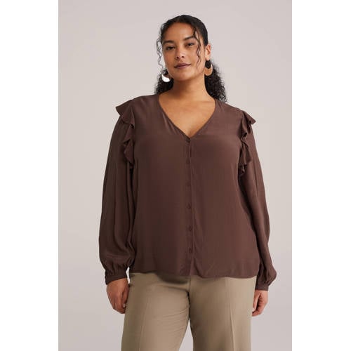 WE Fashion blouse donkerbruin afbeelding