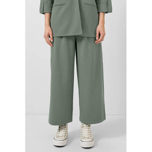 QS wide leg high waist broek kaki afbeelding