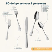 thumbnail: Sola Bestekset Hollands Glad - 18/10 RVS  - 90 delig / 9 personen