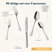 thumbnail: Sola Bestekset Hollands Glad - 18/10 RVS  - 90 delig / 9 personen