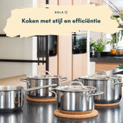 thumbnail: Sola  Pannenset Mirage 4-Delig RVS - Kookpan ø 16, 18, 20 cm & Steelpan ø 16 cm - geschikt voor alle warmtebronnen