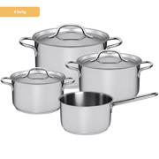 thumbnail: Sola  Pannenset Mirage 4-Delig RVS - Kookpan ø 16, 18, 20 cm & Steelpan ø 16 cm - geschikt voor alle warmtebronnen