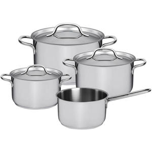 Pannenset Mirage 4-Delig RVS - Kookpan ø 16, 18, 20 cm & Steelpan ø 16 cm - geschikt voor alle warmtebronnen