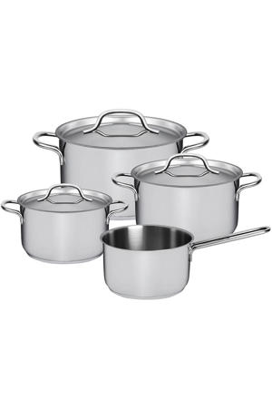 Pannenset Mirage 4-Delig RVS - Kookpan ø 16, 18, 20 cm & Steelpan ø 16 cm - geschikt voor alle warmtebronnen