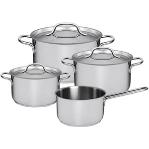 Pannenset Mirage 4-Delig RVS - Kookpan ø 16, 18, 20 cm & Steelpan ø 16 cm - geschikt voor alle warmtebronnen