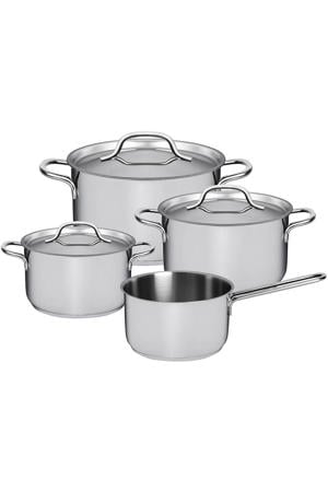  Pannenset Mirage 4-Delig RVS - Kookpan ø 16, 18, 20 cm & Steelpan ø 16 cm - geschikt voor alle warmtebronnen