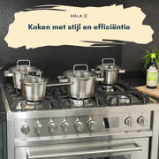 thumbnail: Sola  Pannenset Diamond 5-Delig RVS - Downdraft geschikt - Kookpan ø 16, 18, 20, 24 cm & Steelpan ø 16 cm - geschikt voor alle warmtebronnen