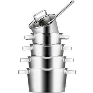 Pannenset Diamond 5-Delig RVS - Downdraft geschikt - Kookpan ø 16, 18, 20, 24 cm & Steelpan ø 16 cm - geschikt voor alle warmtebronnen