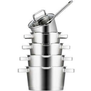  Pannenset Diamond 5-Delig RVS - Downdraft geschikt - Kookpan ø 16, 18, 20, 24 cm & Steelpan ø 16 cm - geschikt voor alle warmtebronnen