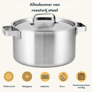thumbnail: Sola  Pannenset Ruby 5-Delig Premium Triply RVS - Kookpan ø 16, 18, 20, 24 cm & Steelpan ø 16 cm - geschikt voor alle warmtebronnen