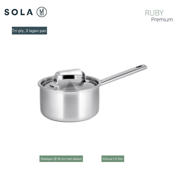 thumbnail: Sola  Pannenset Ruby 5-Delig Premium Triply RVS - Kookpan ø 16, 18, 20, 24 cm & Steelpan ø 16 cm - geschikt voor alle warmtebronnen