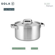 thumbnail: Sola  Pannenset Ruby 5-Delig Premium Triply RVS - Kookpan ø 16, 18, 20, 24 cm & Steelpan ø 16 cm - geschikt voor alle warmtebronnen