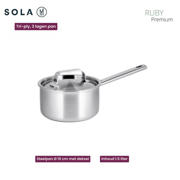 thumbnail: Sola  Pannenset Ruby 5-Delig Premium Triply RVS - Kookpan ø 16, 18, 20, 24 cm & Steelpan ø 16 cm - geschikt voor alle warmtebronnen