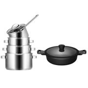 thumbnail: Sola  Pannenset Pearl 5-Delig RVS - Downdraft geschikt &  Hapjespan Fair ø 28 cm - geschikt voor alle warmtebronnen