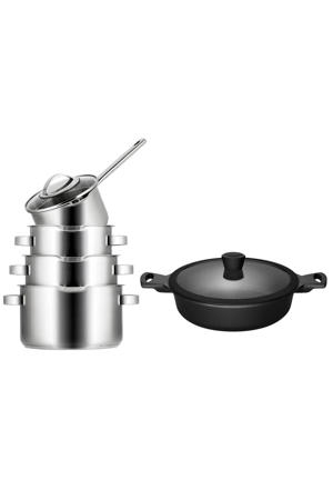 Pannenset Pearl 5-Delig RVS - Downdraft geschikt &  Hapjespan Fair ø 28 cm - geschikt voor alle warmtebronnen