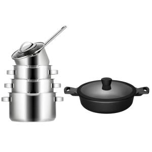 Pannenset Pearl 5-Delig RVS - Downdraft geschikt & Hapjespan Fair ø 28 cm - geschikt voor alle warmtebronnen