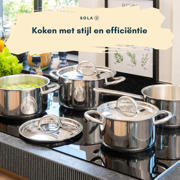 thumbnail: Sola  Pannenset Blizz 4-Delig RVS - Kookpan ø 16, 18, 20 cm & Steelpan ø 16 cm - geschikt voor alle warmtebronnen