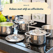 thumbnail: Sola  Pannenset Blizz 4-Delig RVS - Kookpan ø 16, 18, 20 cm & Steelpan ø 16 cm - geschikt voor alle warmtebronnen