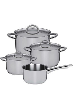 Pannenset Blizz 4-Delig RVS - Kookpan ø 16, 18, 20 cm & Steelpan ø 16 cm - geschikt voor alle warmtebronnen