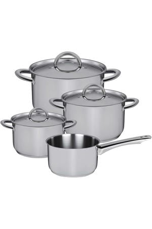  Pannenset Blizz 4-Delig RVS - Kookpan ø 16, 18, 20 cm & Steelpan ø 16 cm - geschikt voor alle warmtebronnen
