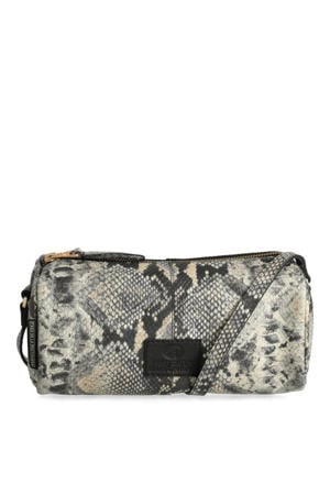 leren schoudertas Livia zwart/beige