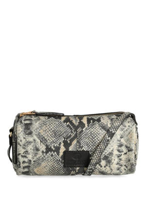 leren schoudertas Livia zwart/beige