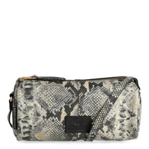 leren schoudertas Livia zwart/beige
