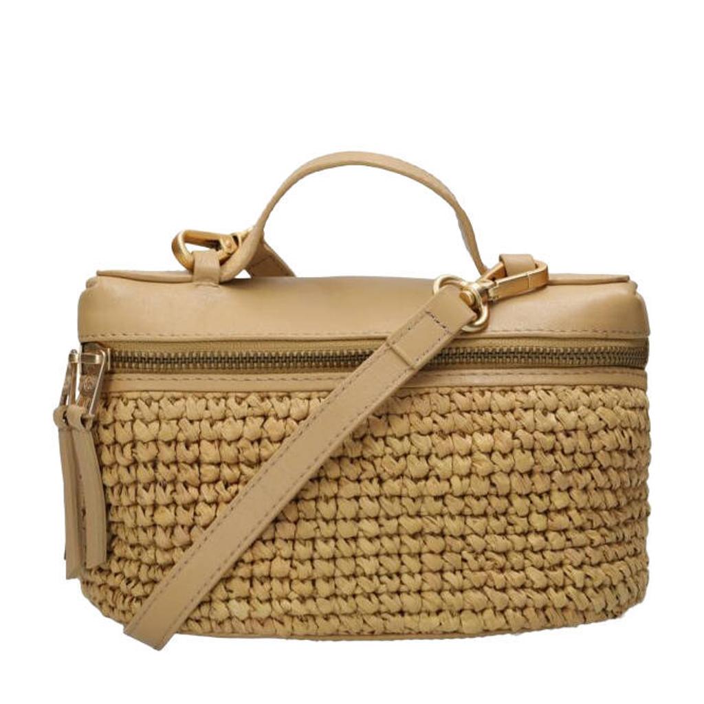 Fred de la Bretoniere raffia crossbody tas Lori naturel
