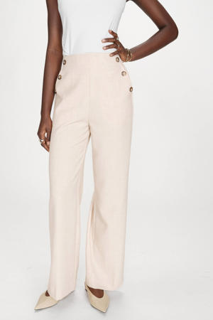 wide leg high waist pantalon beige