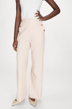 wide leg high waist pantalon beige