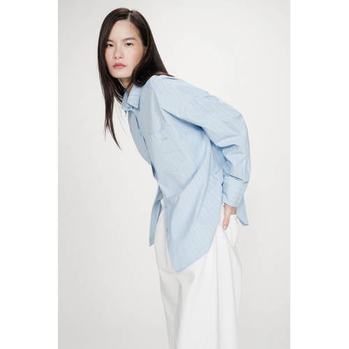 Grace & Mila gestreepte blouse lichtblauw afbeelding