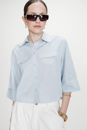gestreepte blouse lichtblauw