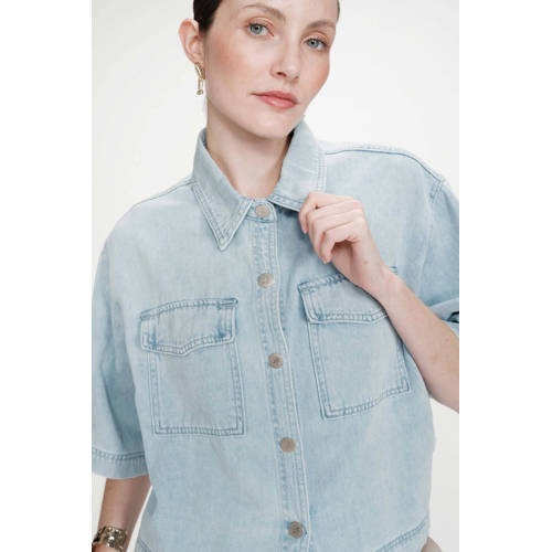 Grace & Mila blouse light blue denim afbeelding