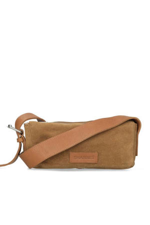 suede schoudertas Venice cognac