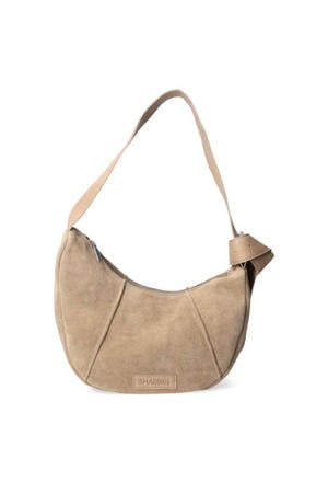 suede schoudertas Platamini beige