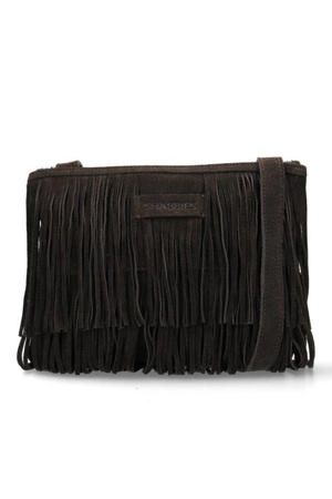 suede crossbody tas Festival donkerbruin