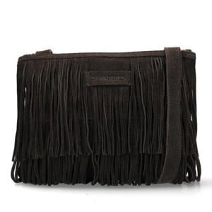suede crossbody tas Festival donkerbruin