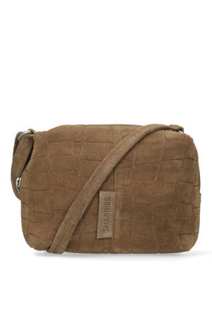 suede crossbody tas Saar Croco bruin